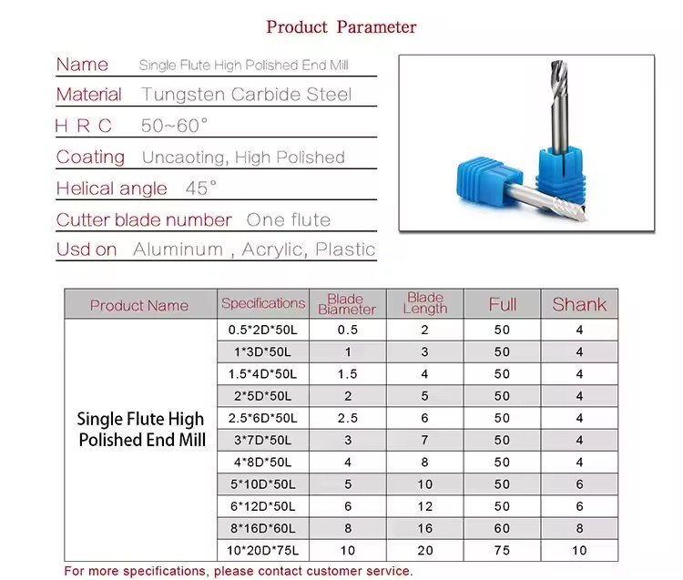1F High Polished End Mill